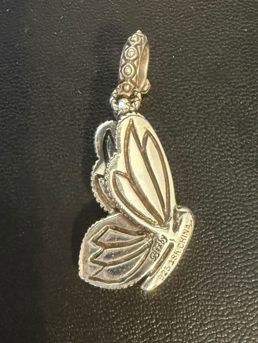 Barbara Bixby Sterling & 18K Multi-Gemstone Carved Butterfly Charm - Picture 2 of 2